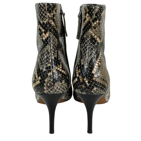 Linea Paolo Shoes Ankle Booties 7M Heels Side Zip Faux Snakeskin Stilleto - Picture 9 of 15